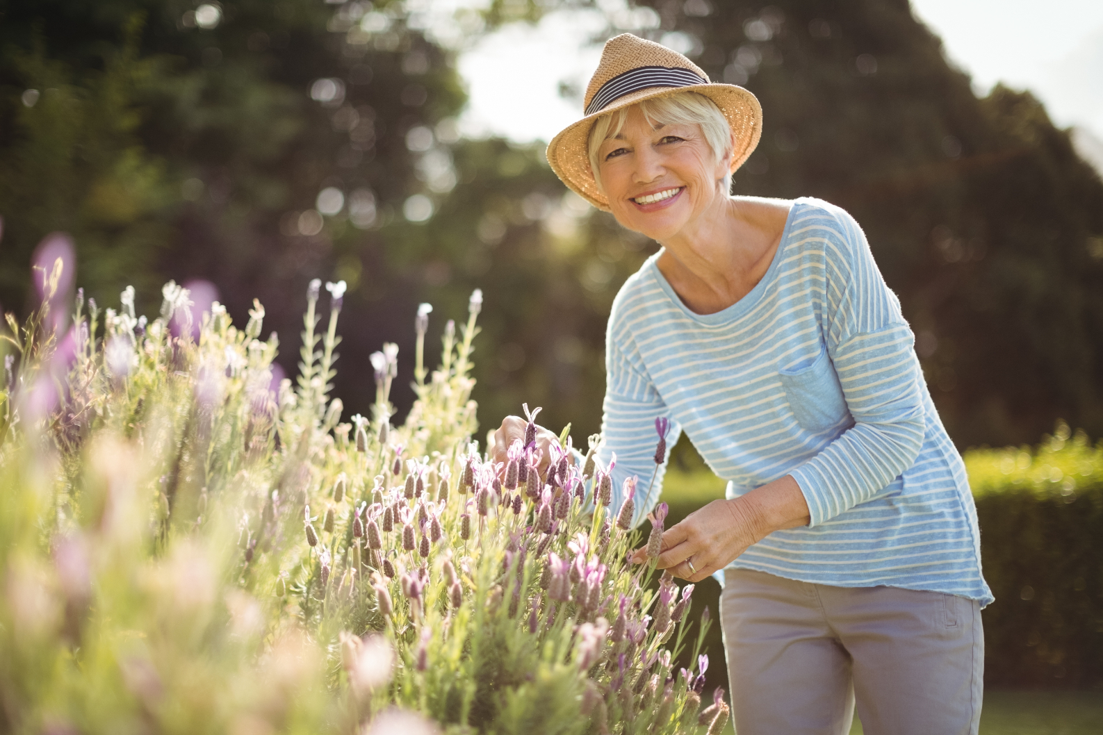 woman in garden stock image
