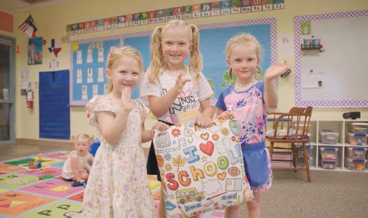 three girls in school