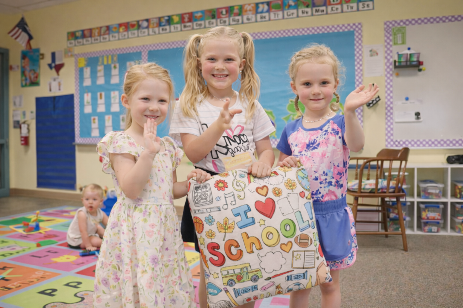 three girls in school