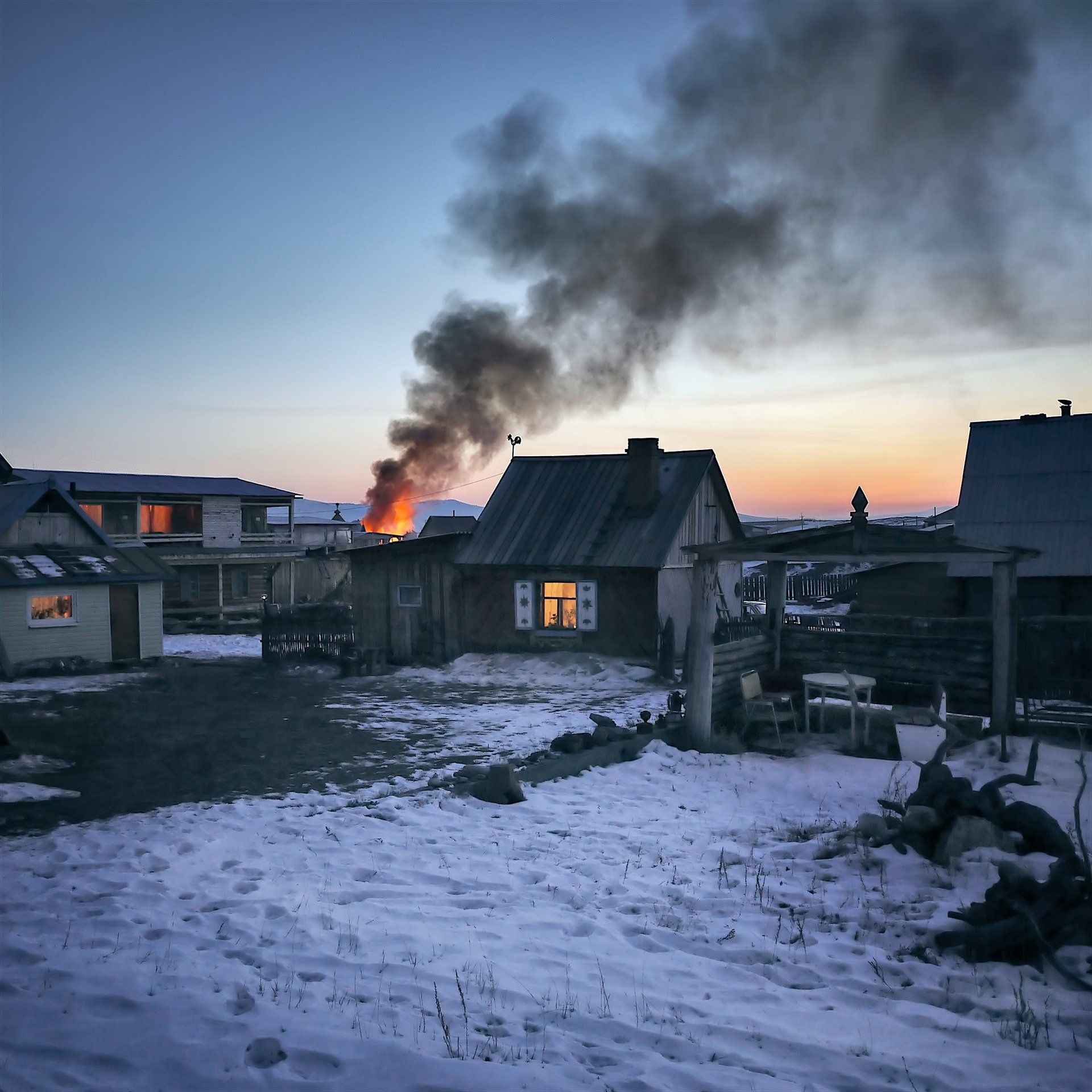 Burning Commercial Building
