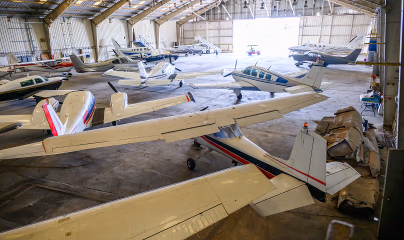 Interior shot of aircraft inside the Hunt PanAm aircraft storage hangar.