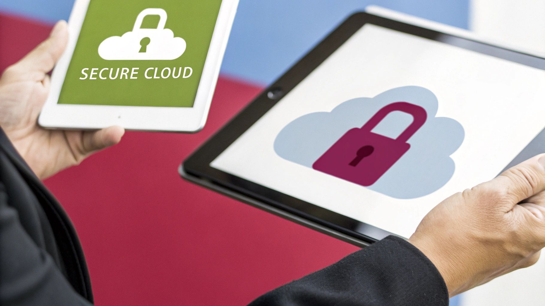 A visual icon representing improved security and compliance through cloud computing