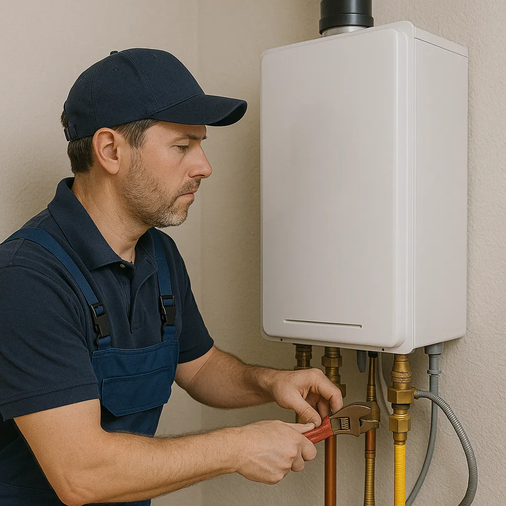 Installation of tankless water heater in home