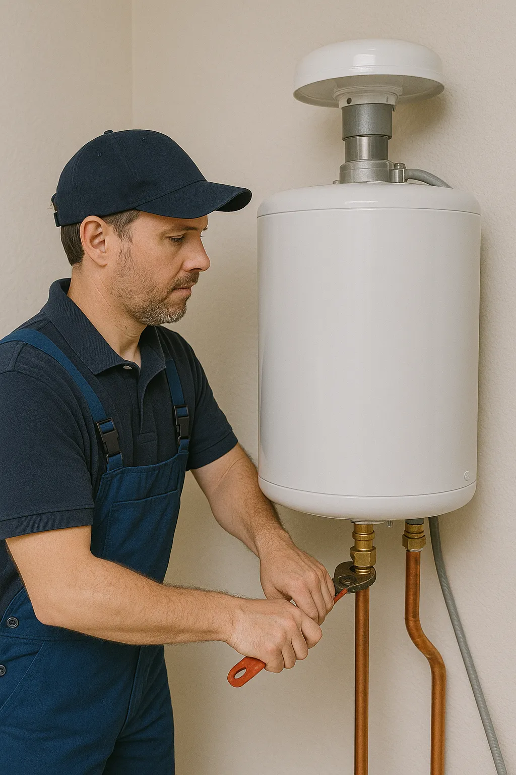 GRHA Field Tech installing Water Heater in home