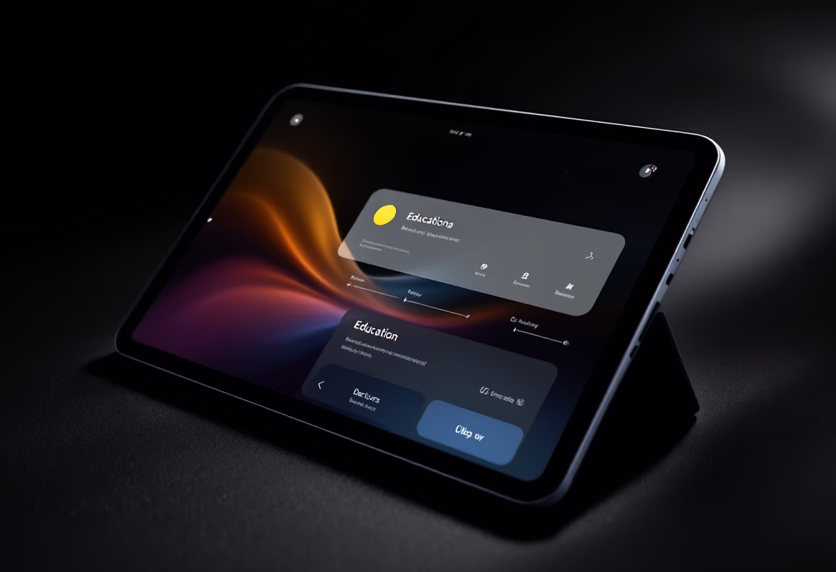 interface image of a tablet with an educational app (for a edtech)