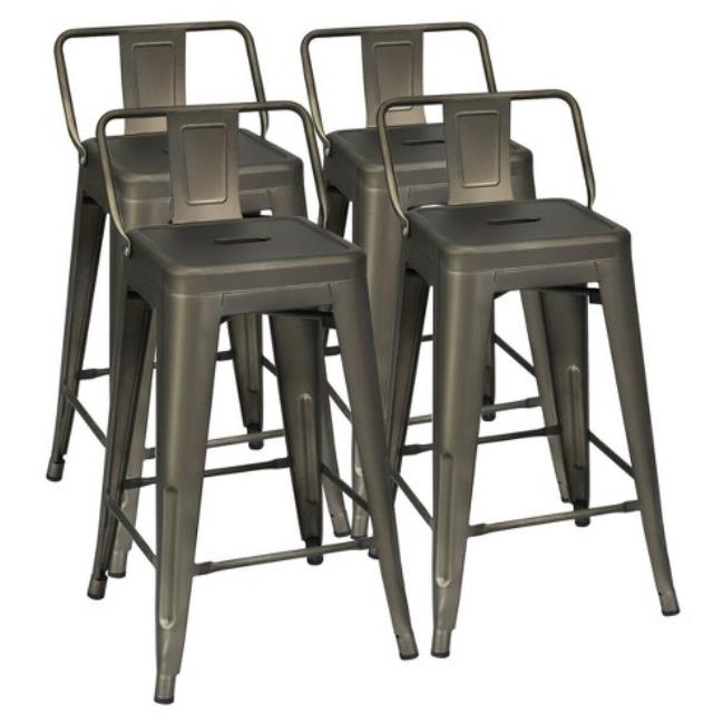 Metal Barstool, 30" W/Back