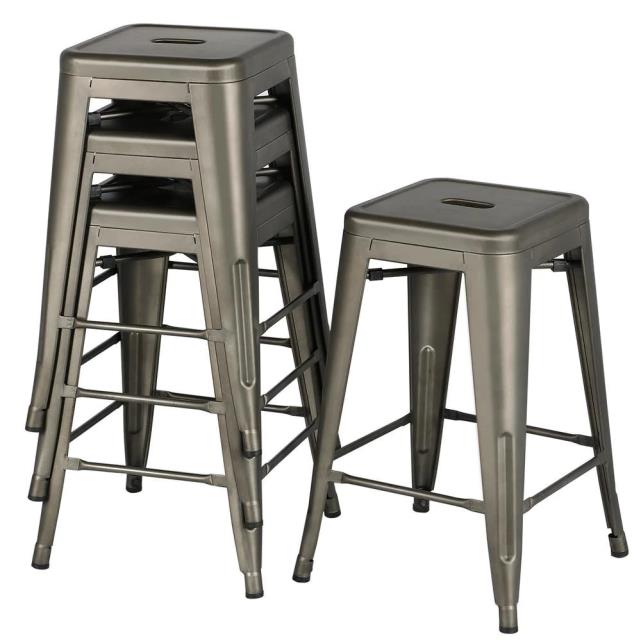 Metal Bar Stool, 24" High
