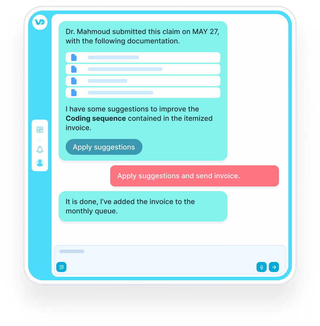 Velodoc App "Review and Submit Claims" screenshot