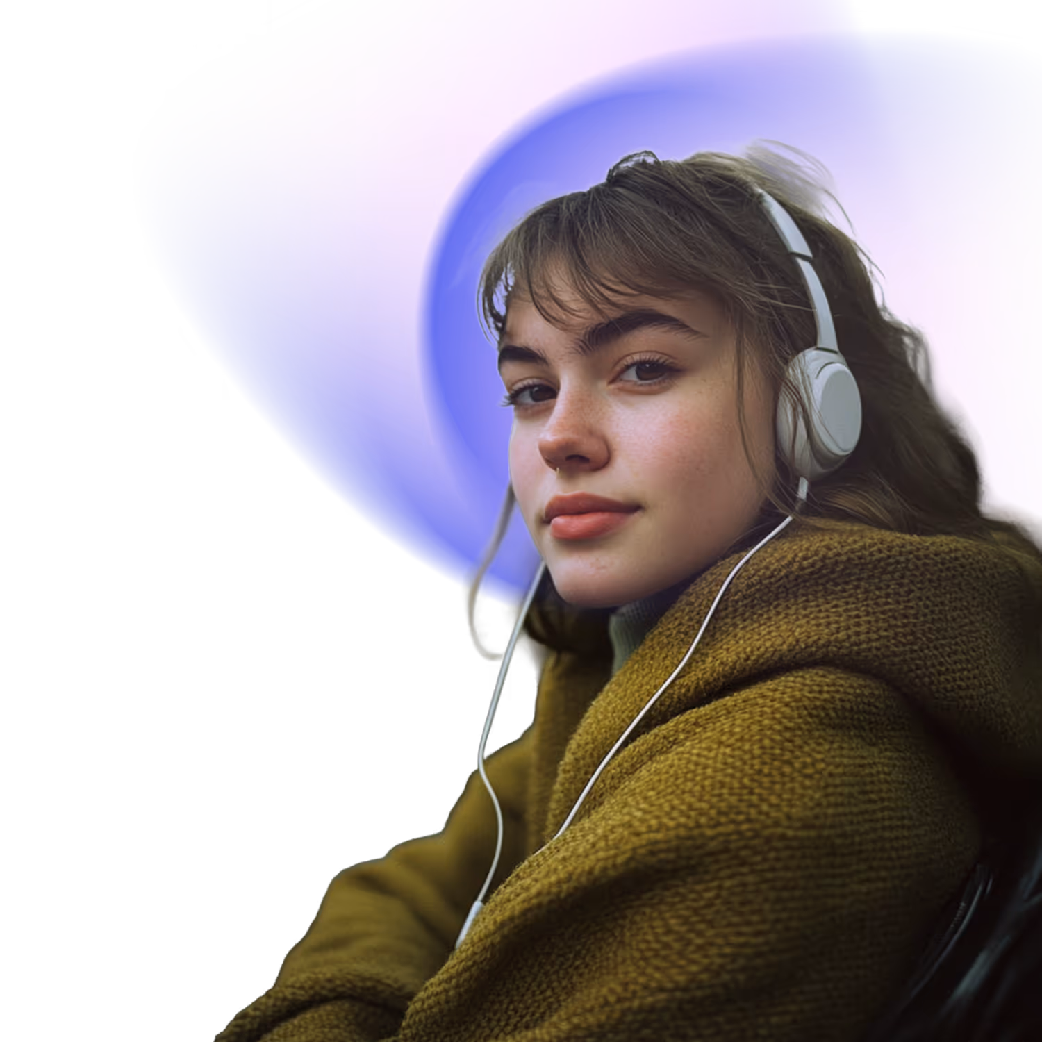 A girl on train, no background