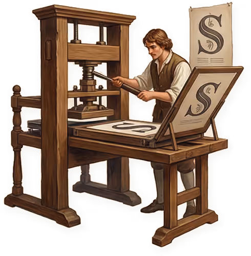 Renaissance-illustratie van een kunstenaar aan het werk, Lezepok Print Shop