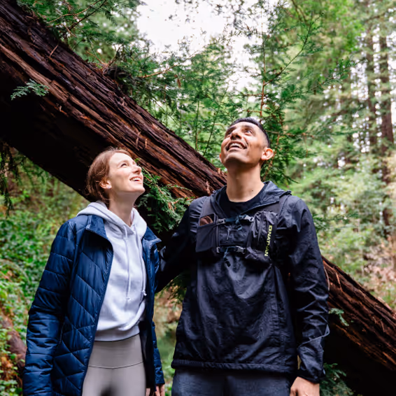 A couple in a national park taking in nature.