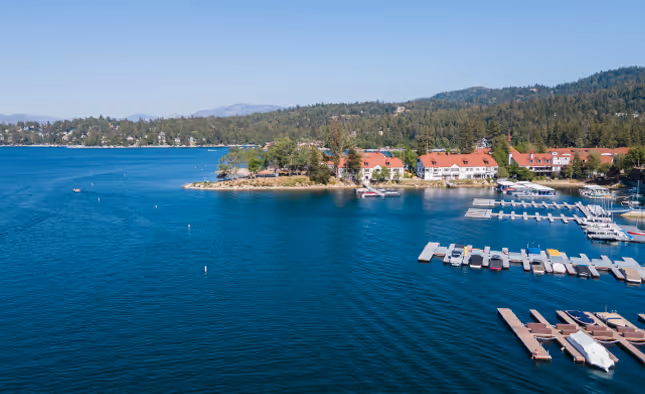 Drone photo over Lake Arrowhead.