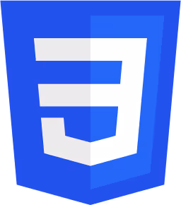 CSS3 logo shield in blue with white stylized '3' at the center.