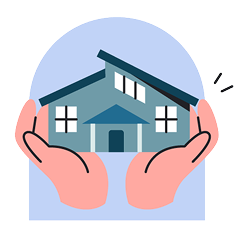 Icon Hand holding a senior living house