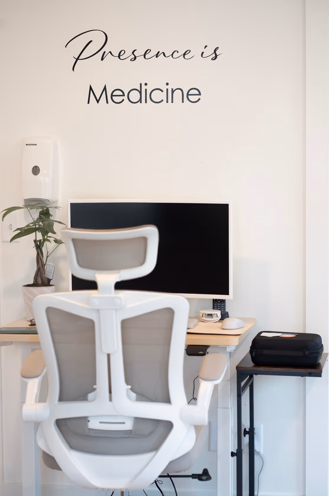 Presence is Medicine wall quote at Nova Wellness Roseland NJ