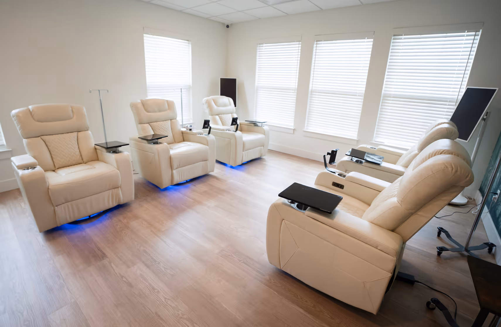 IV therapy lounge with recliner chairs at Nova Wellness Roseland NJ