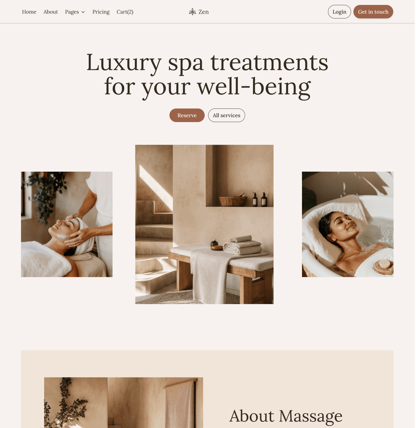 Zen - Home V2 Page - Zen Spa Massage Webflow Template
