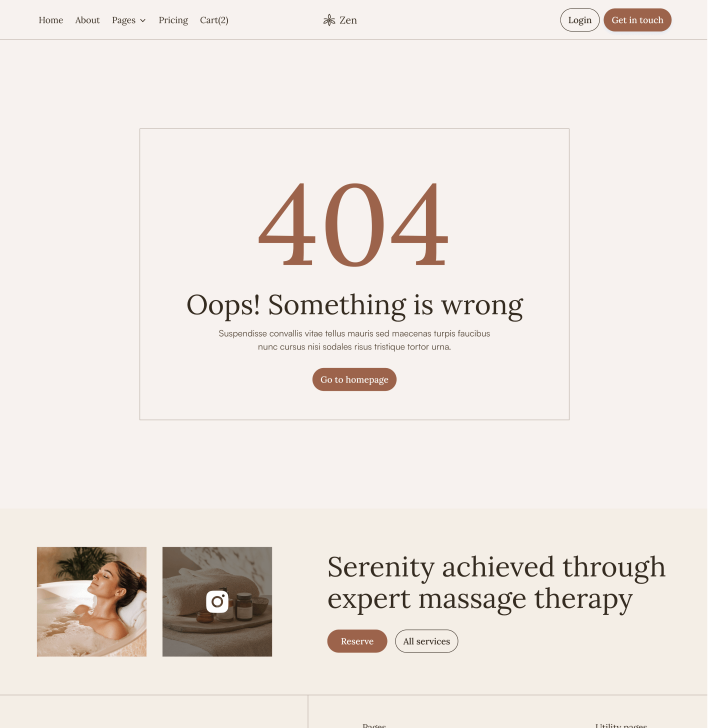 Zen - 404 Page - Zen Spa Massage Webflow Template