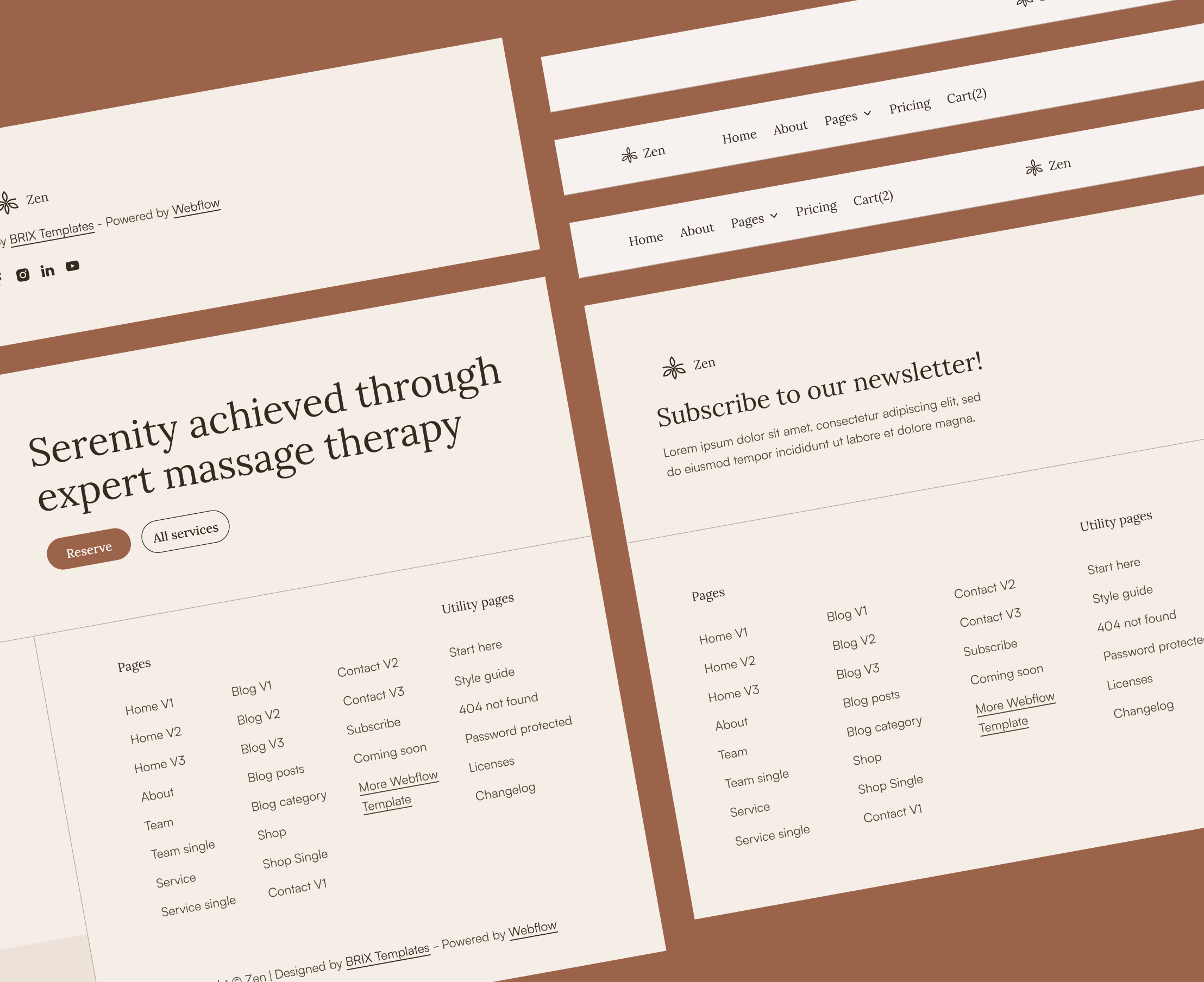 Zen - 3 Headers And Footers Included - Zen Spa Massage Webflow Template