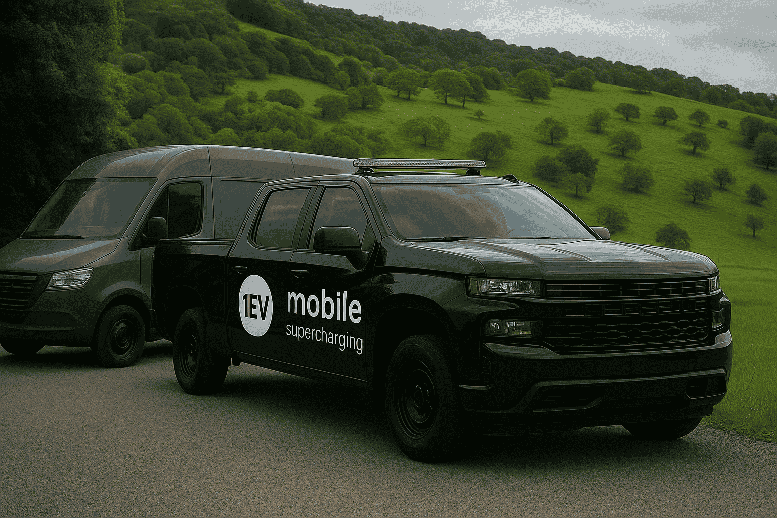 A fleet vehicle charging with 1 EV Mobile
