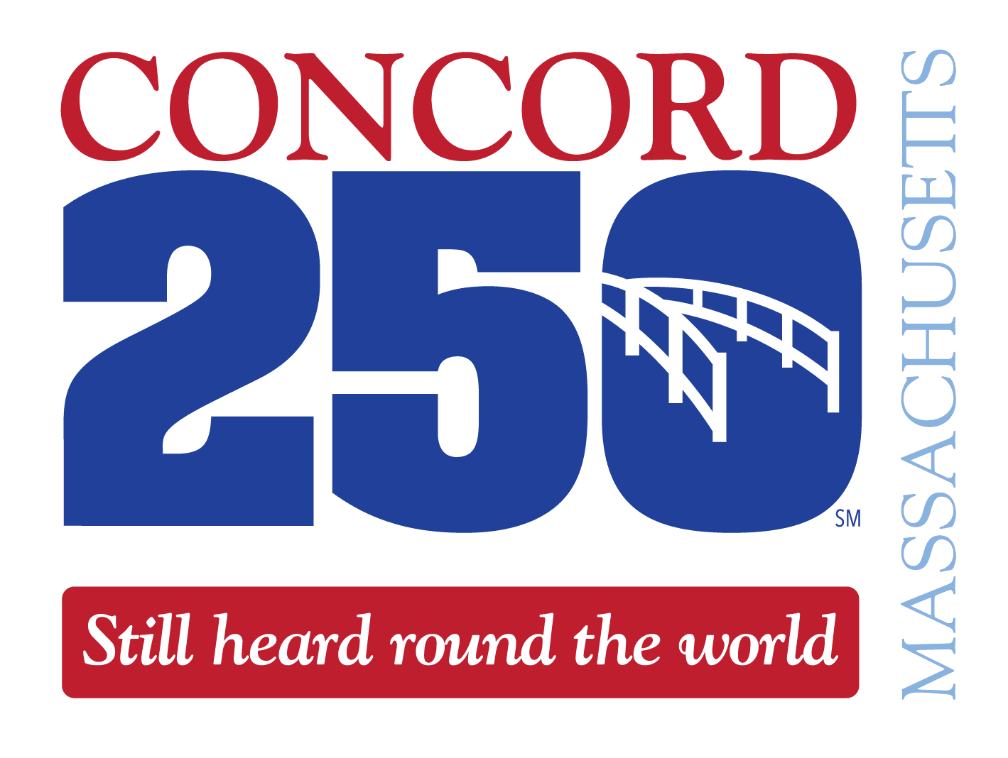 Logo for “Concord 250” commemorating the 250th anniversary of Concord, Massachusetts.