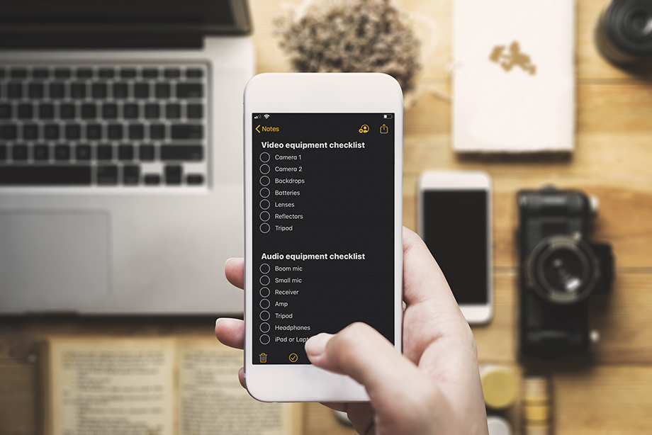 video equipment checklist