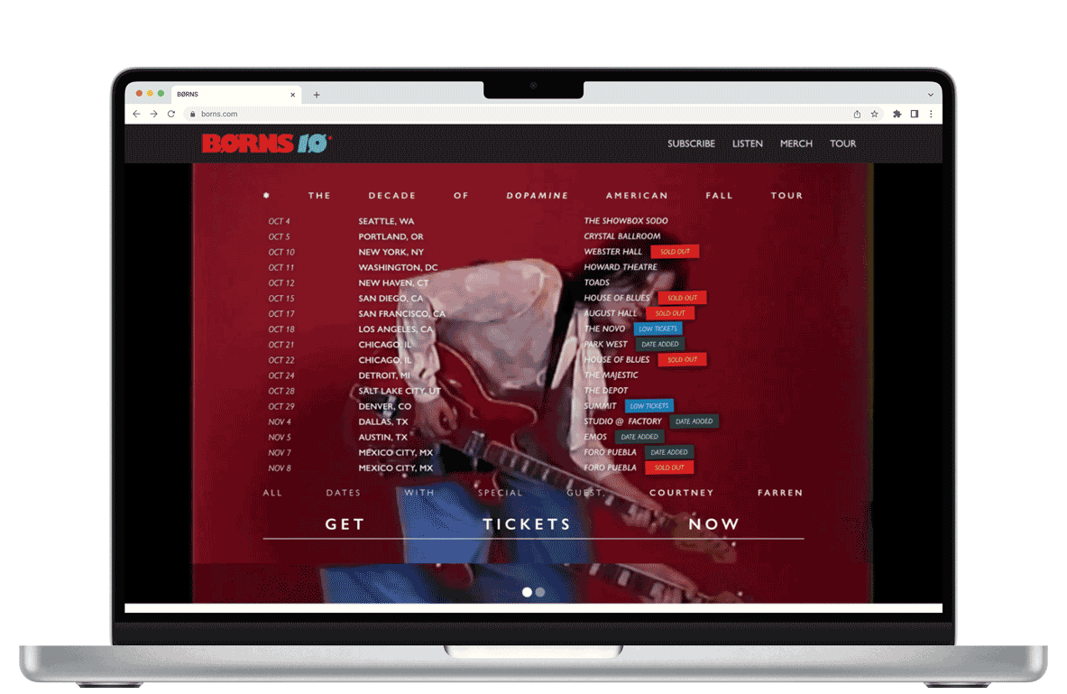 Rotating screenshots of websites