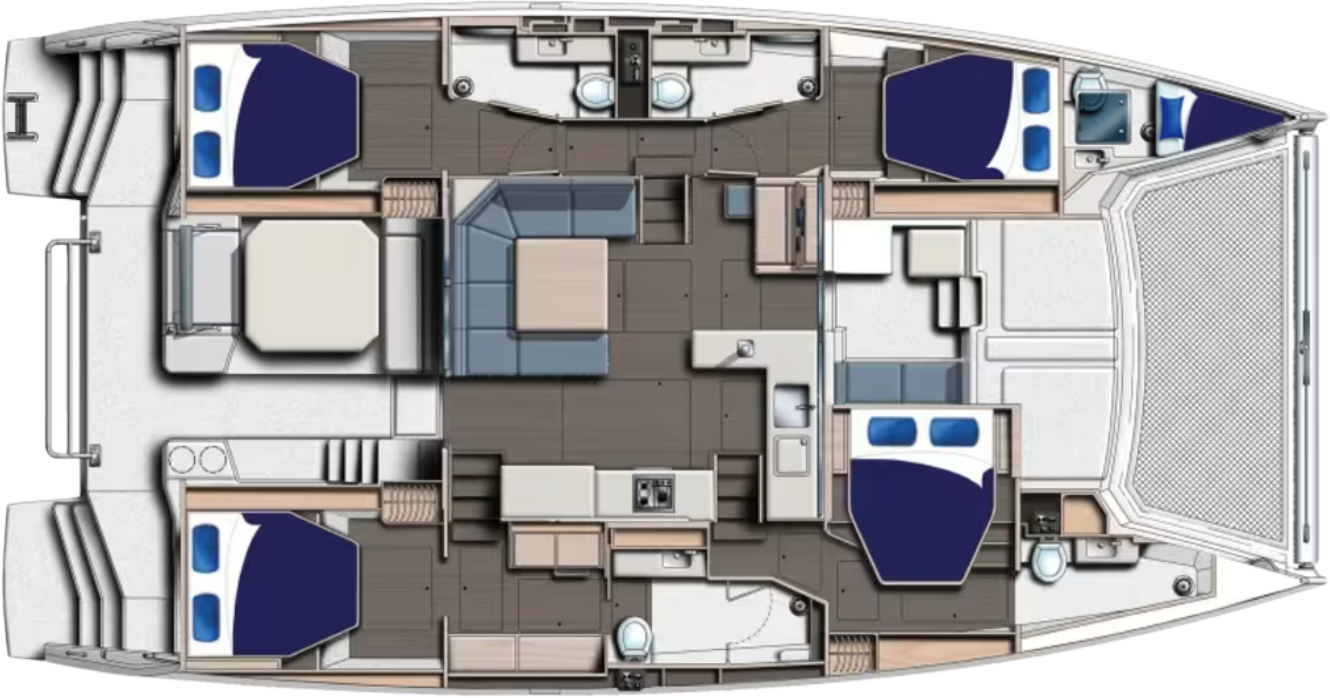 Diagram of a catamaran layout
