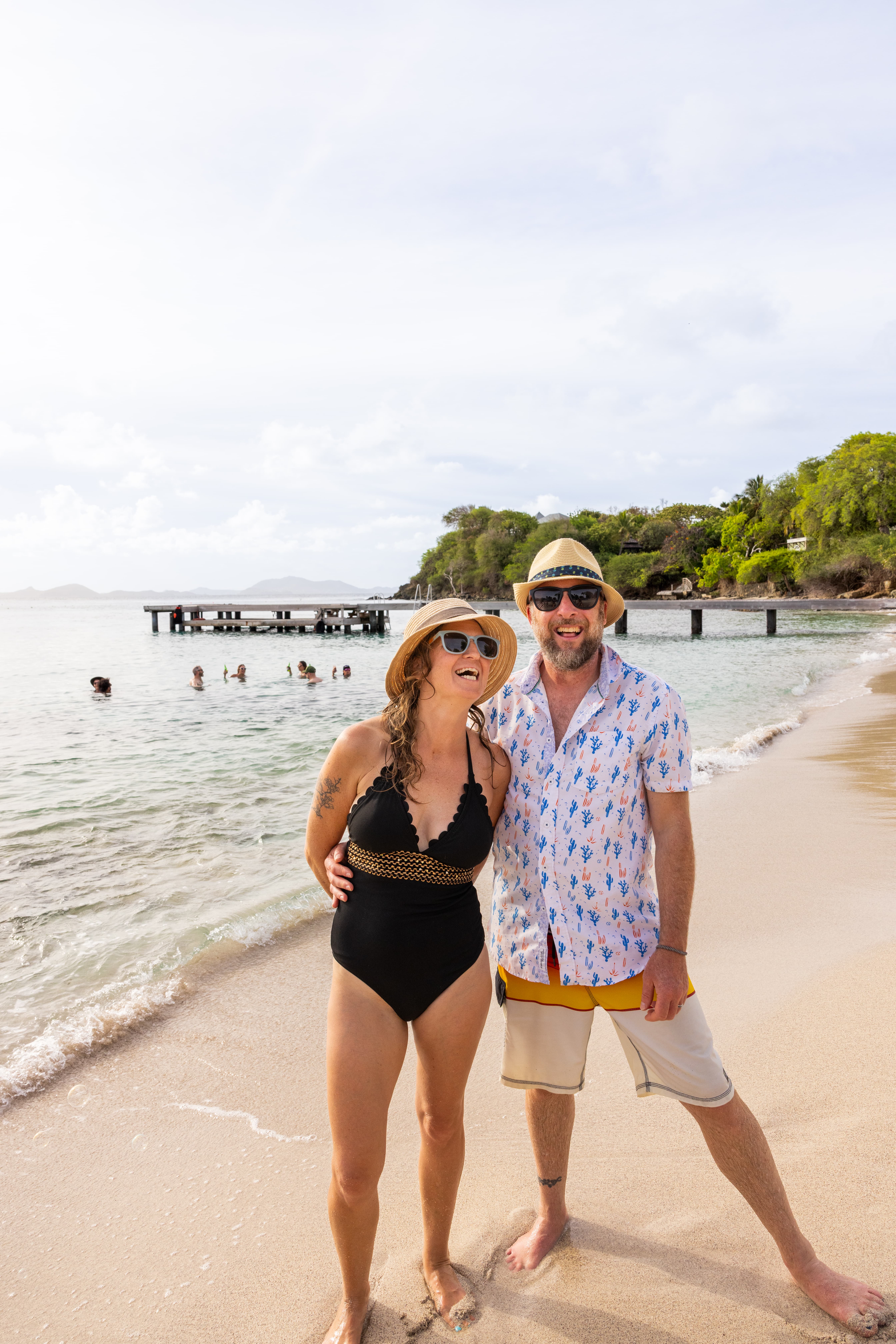 Couple on the beach in Mustique