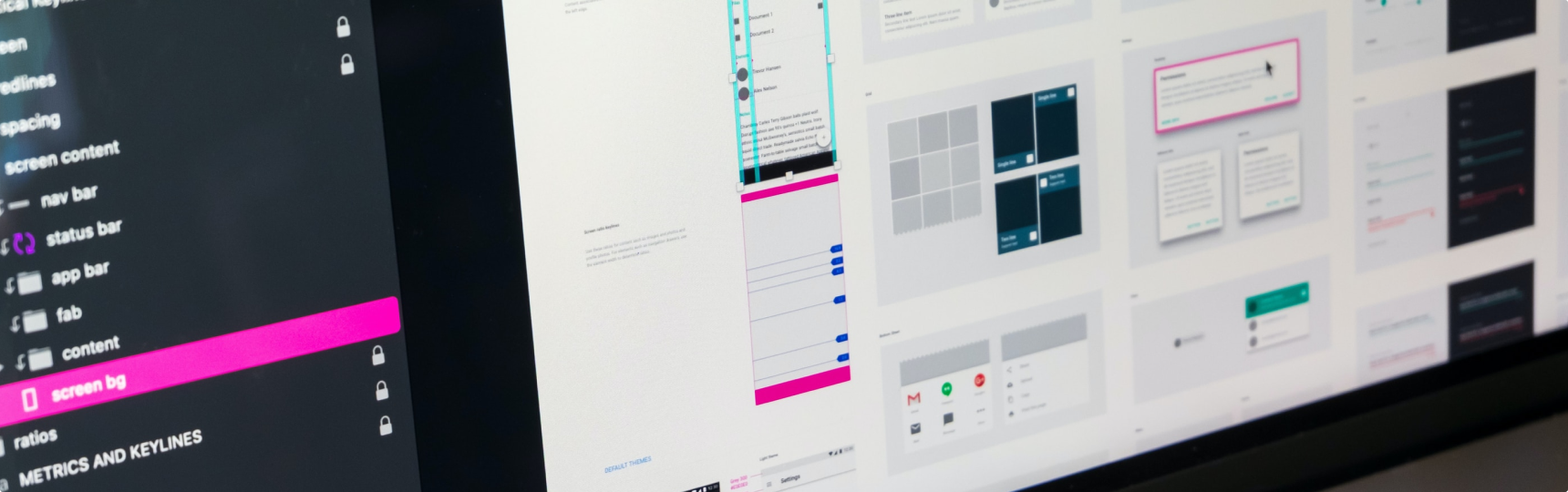 Photo of a computer screen, showcasing Figma a design tool.