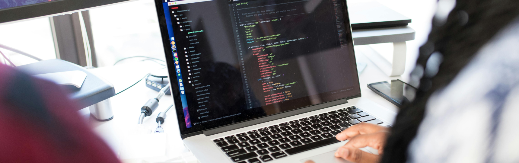 Person developing software on computer