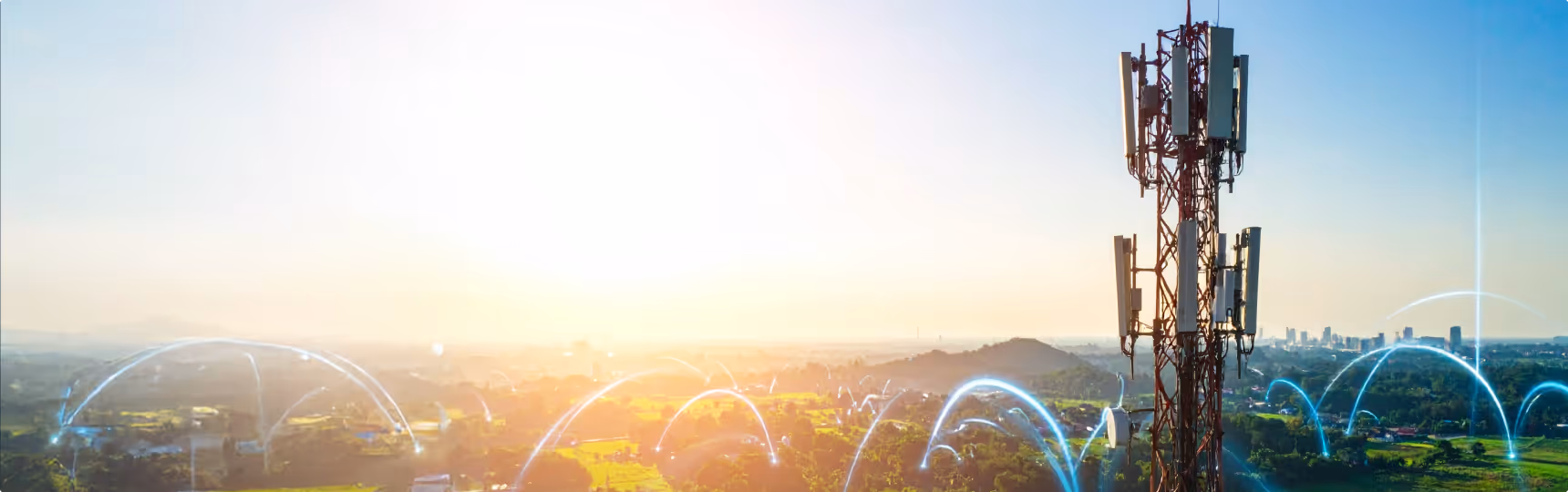 Telecom tower in a field