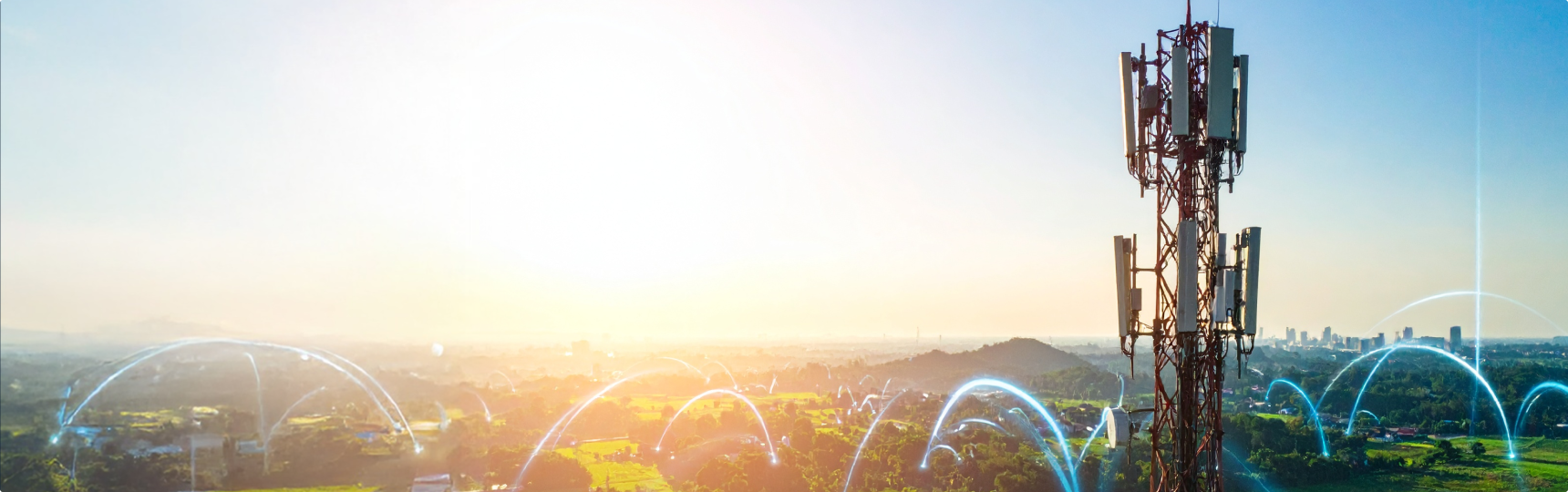 Telecom tower in a field