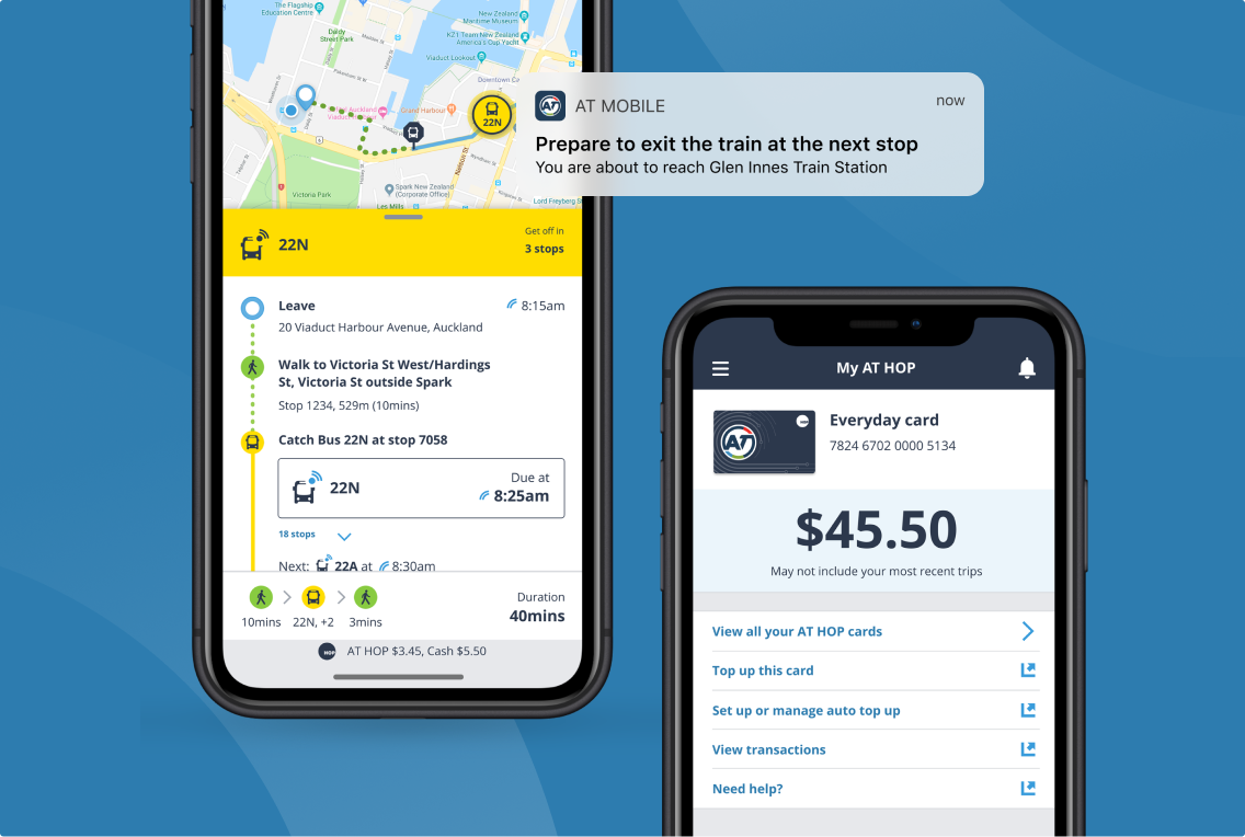 AT Mobile Public Transport app designs