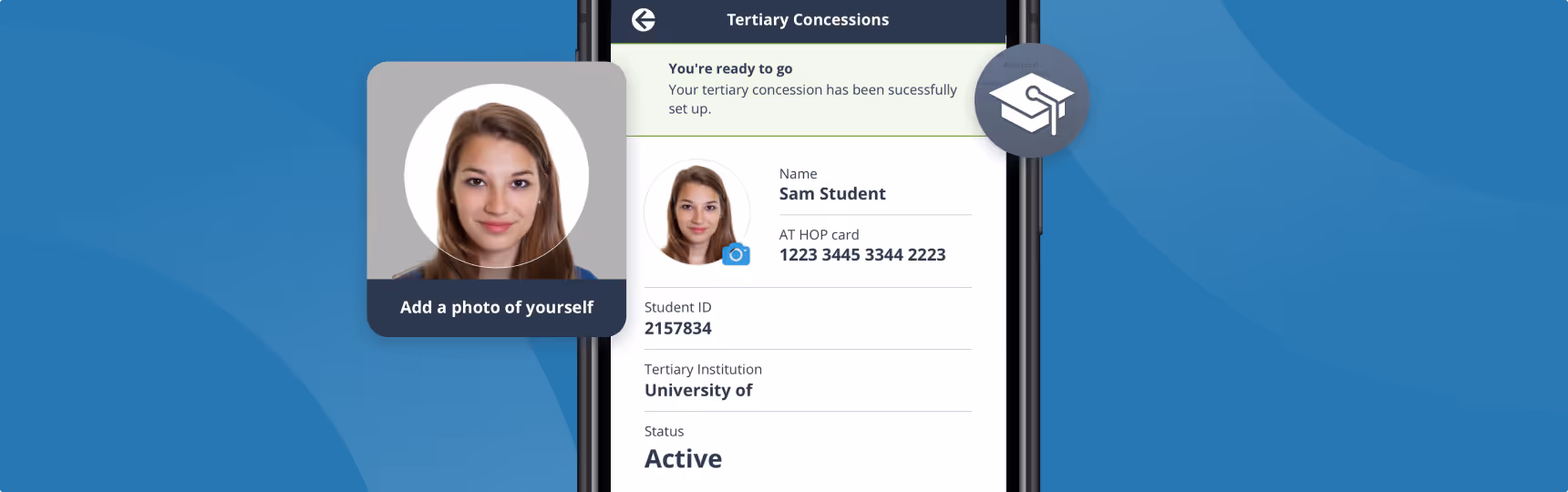 AT digital student concession confirmation design