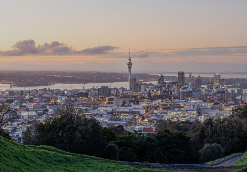 Auckland skyline at sunrise