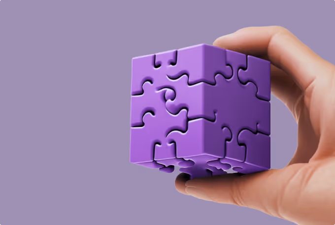 Rubiks cube made out of puzzle pieces all fitting together