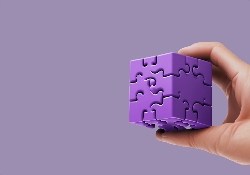 Rubiks cube made out of puzzle pieces all fitting together