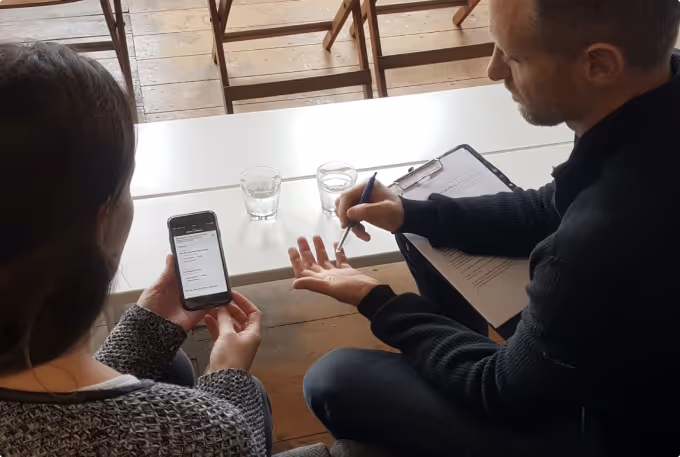 Purple Shirt facilitating customer research session