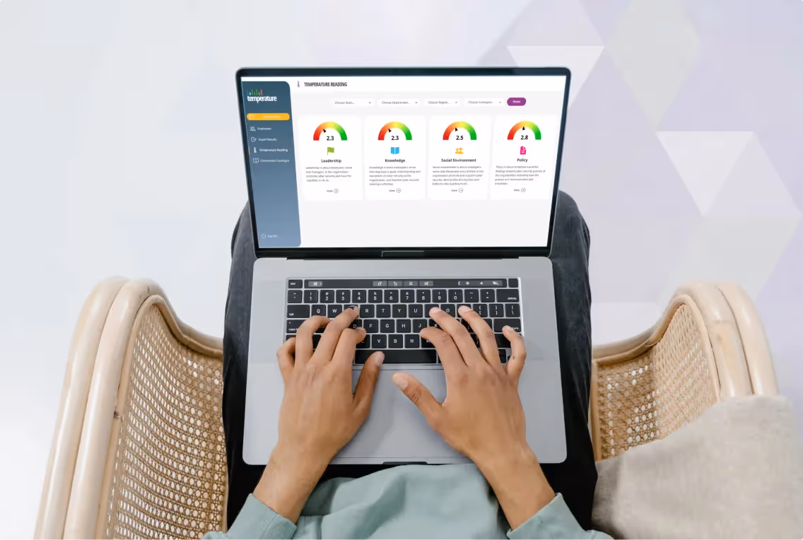Person on laptop using the culture change tool "Temperature"
