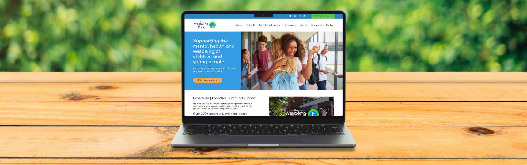 Wellbeing Hub website shown on laptop