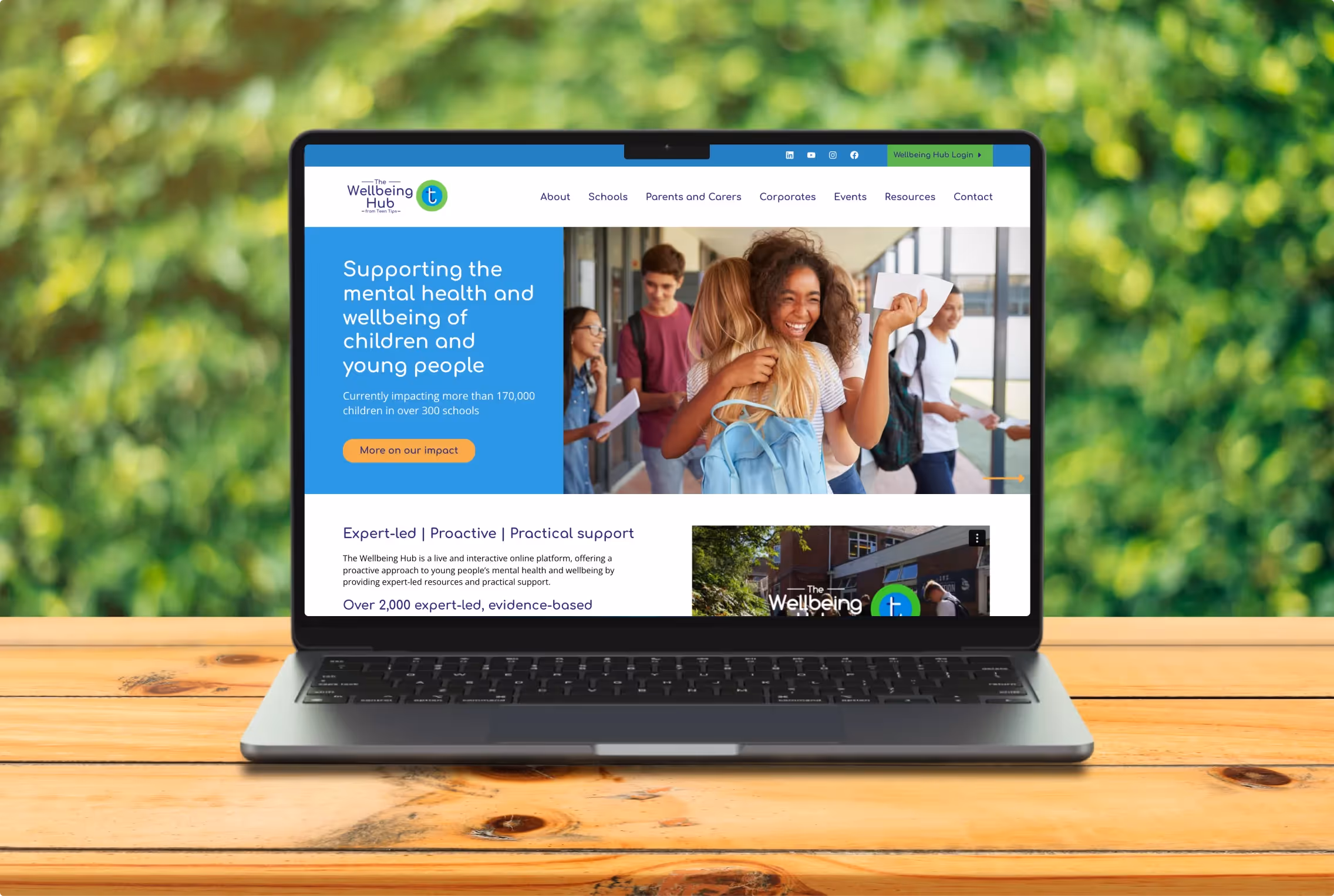 Wellbeing Hub website shown on laptop