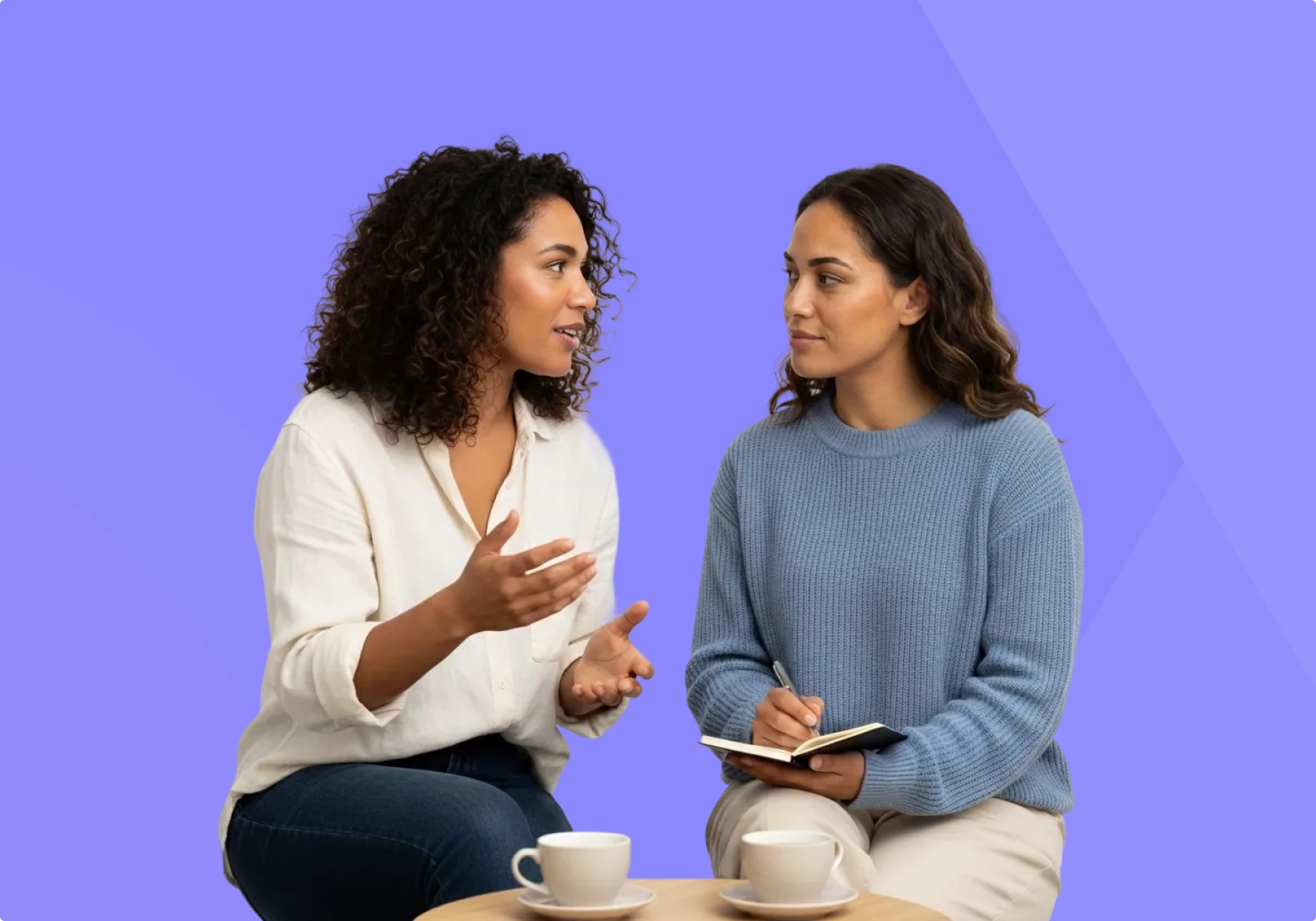 People mentoring, looking happy