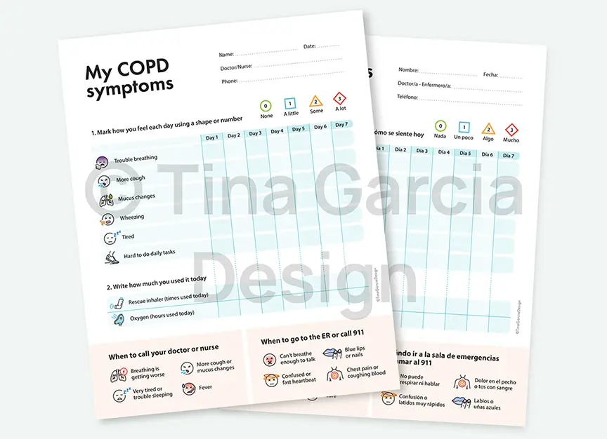 Bilingual COPD/EPOC symptom tracker bundle in plain language for daily breathing and symptom monitoring.