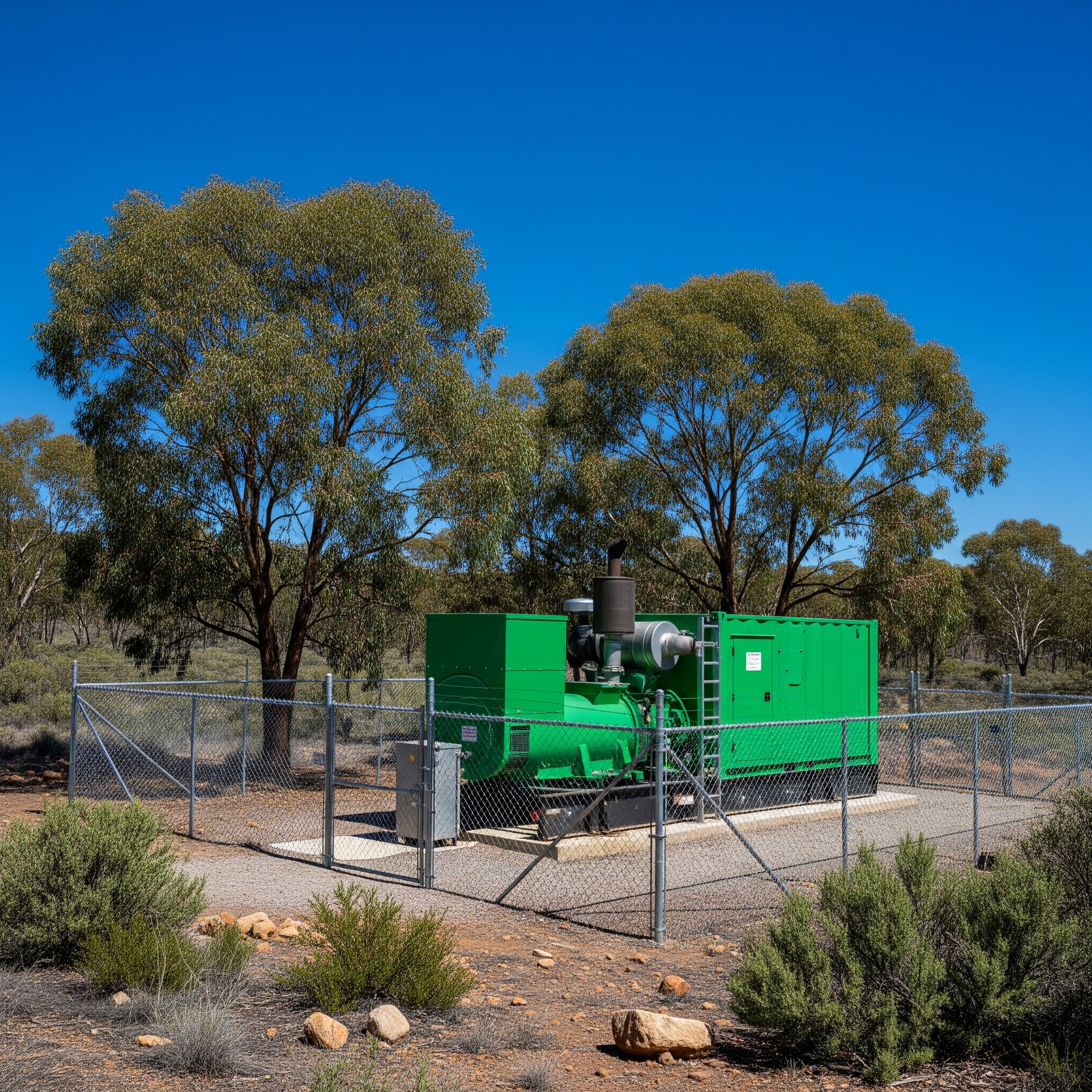 AER Energy GenSet syngas generator unit at a biomass gasification site providing carbon-negative electricity