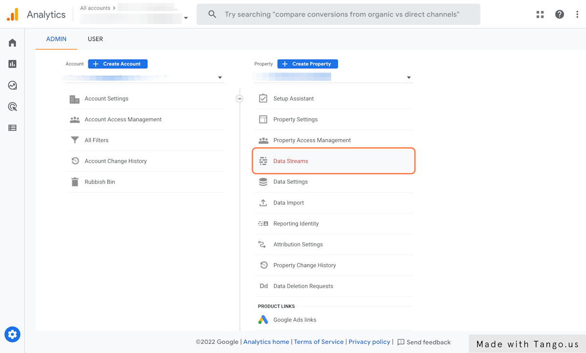 Click on Data Streams