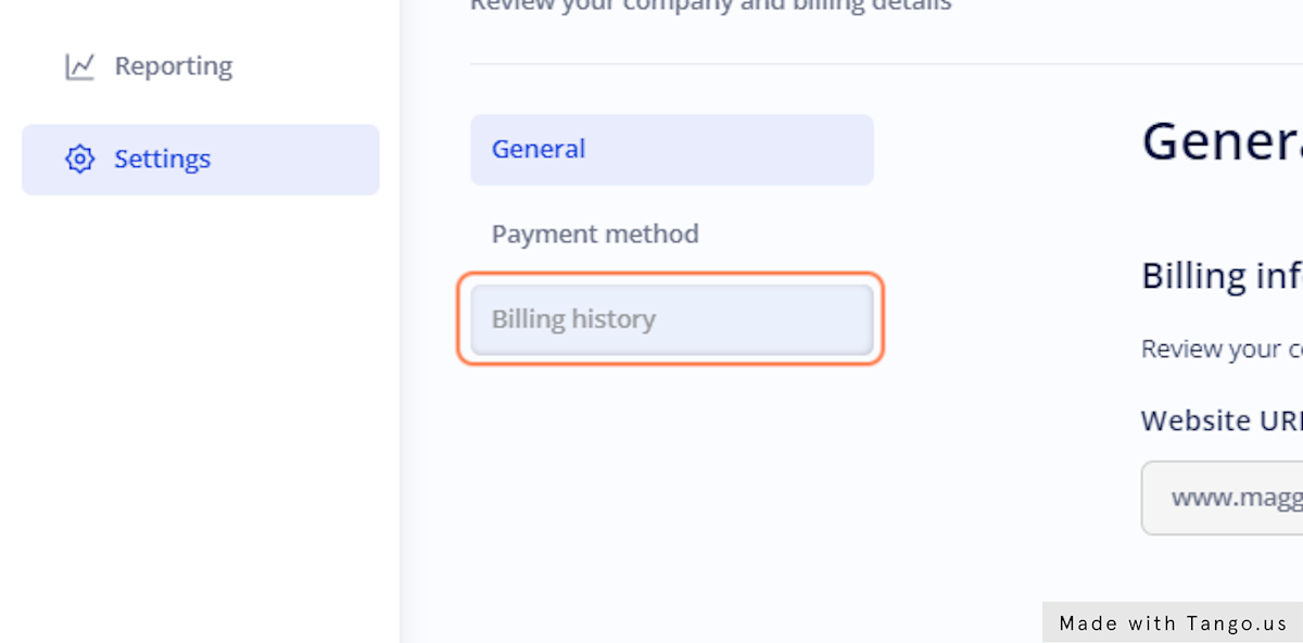 Click on Billing history