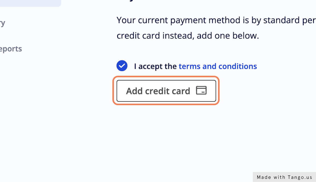 Click on Add credit card