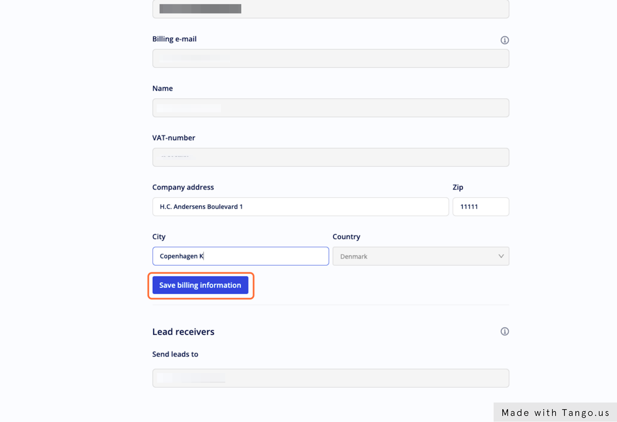 Click Save billing information