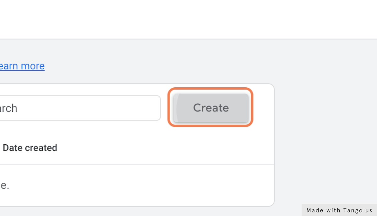 Click on Create